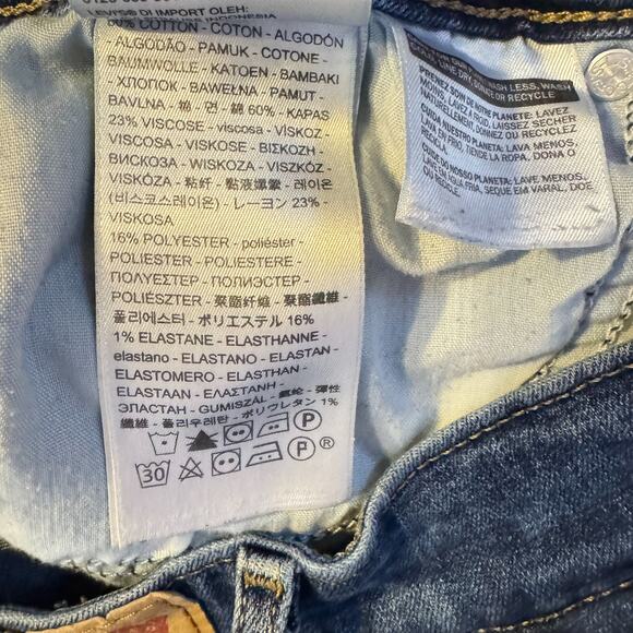 Upcycled Hand-Embroidered Levis Women's Size 28 Hi-Rise Bootcut Crop Circle - Picture 7 of 11